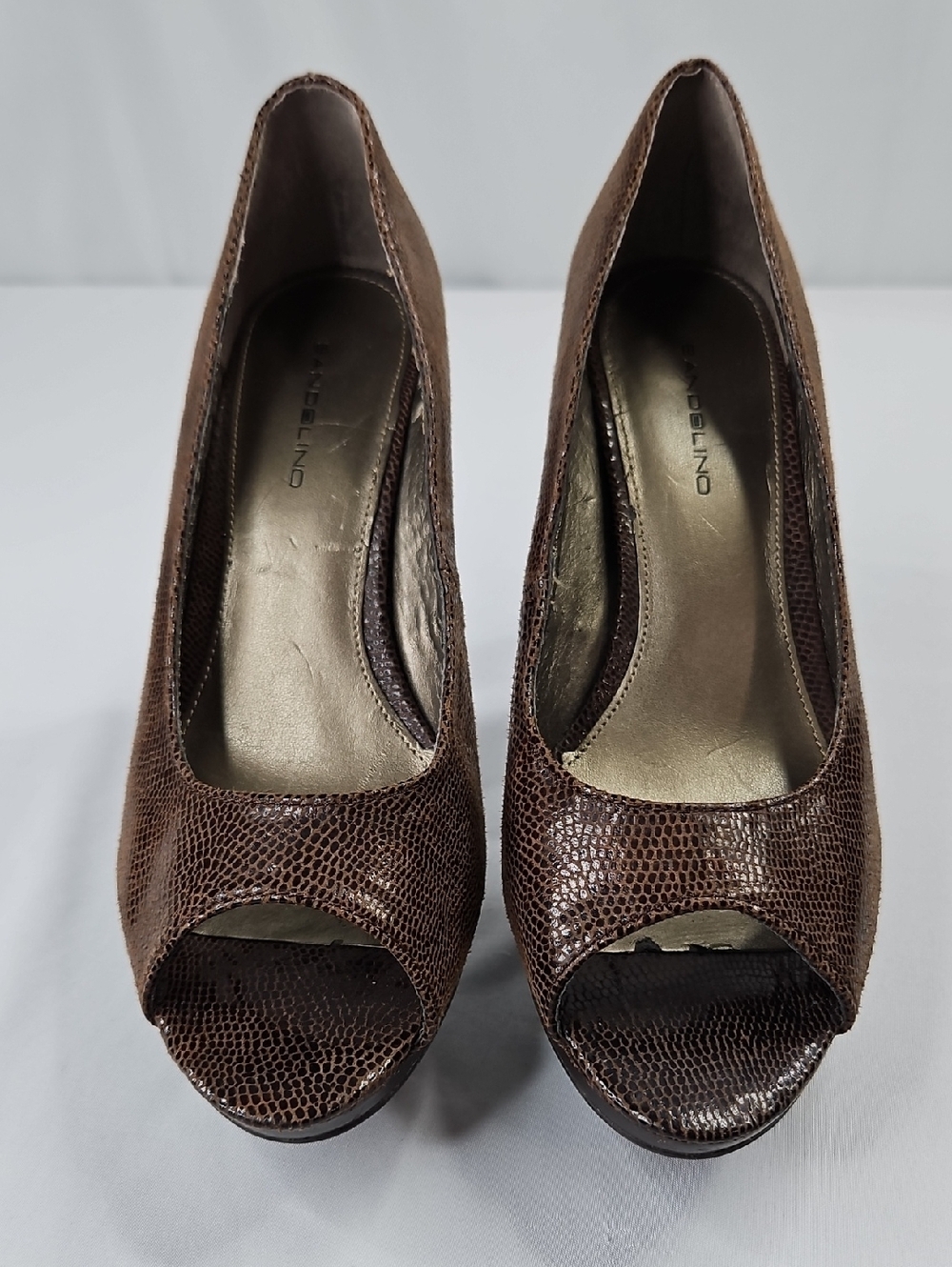 Bandolino Brown Open-Toe Platform Heels Size 8.5